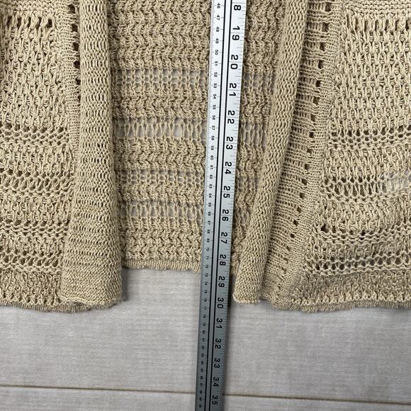 Coldwater Creek Linen Cardigan Womens L 14 Beige/Tan Knit Open Short Sleeve - Picture 4 of 10